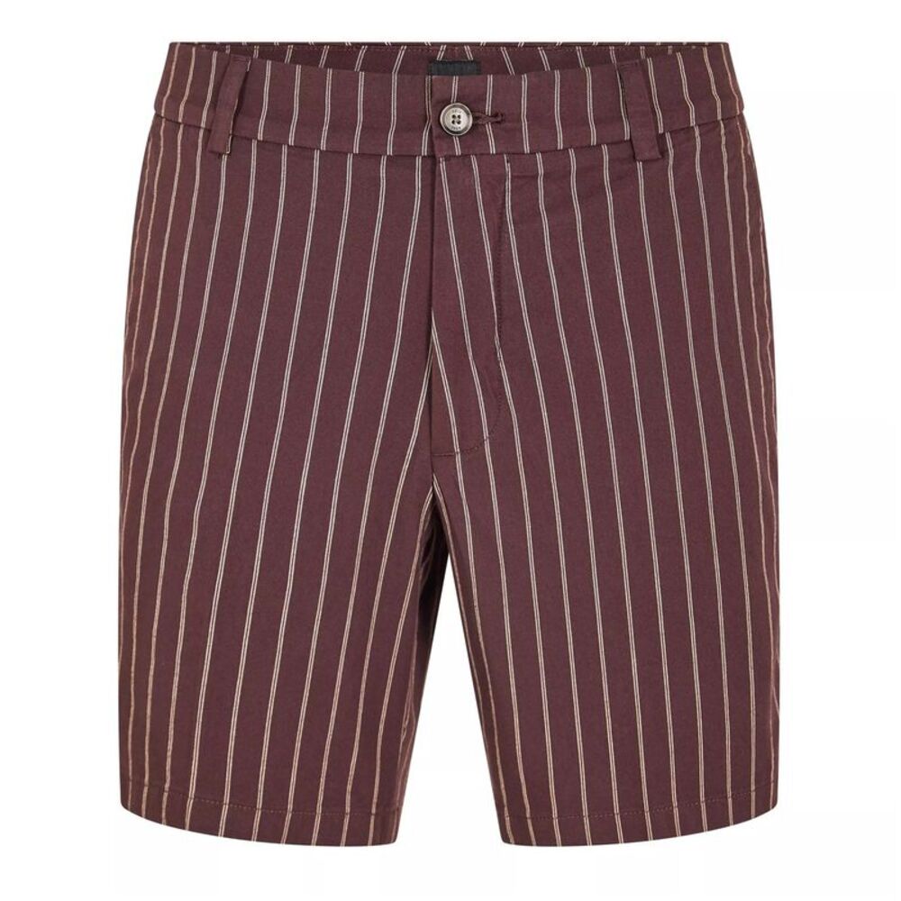 Boss Mens Kane Fleece Striped Relaxed Fit Shorts / Dark Brown